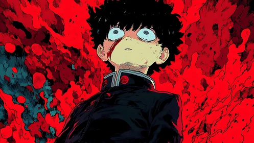 Psychic schoolboy stunned in a storm of boiling crimson power.