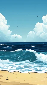 Coastal wave dynamics under clear sky with stylized cloud masses