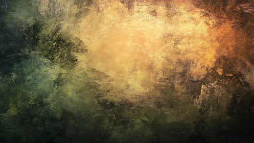 Diffuse yellow light over dark textured abstract field.