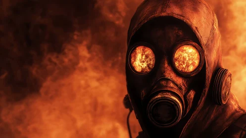 Pyro-masked wanderer gazes through molten inferno lenses.