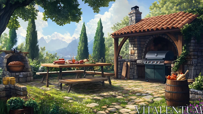 Sunlit garden kitchen invites relaxed outdoor cooking moments