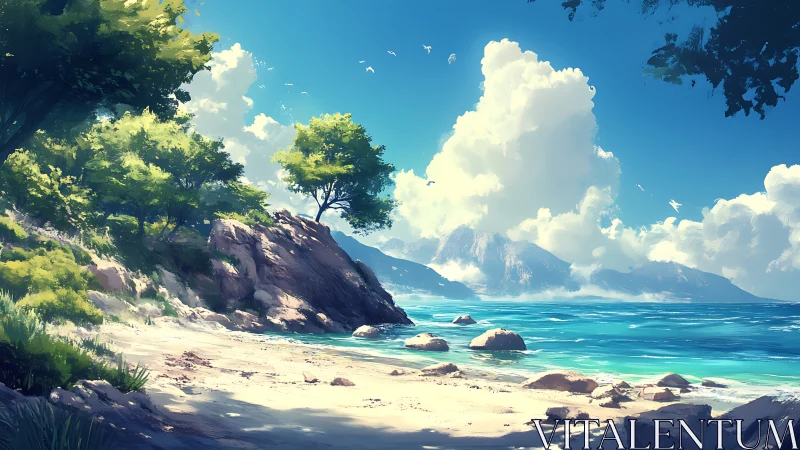 Tropical Paradise: Where Mountains Meet Sandy Shores.