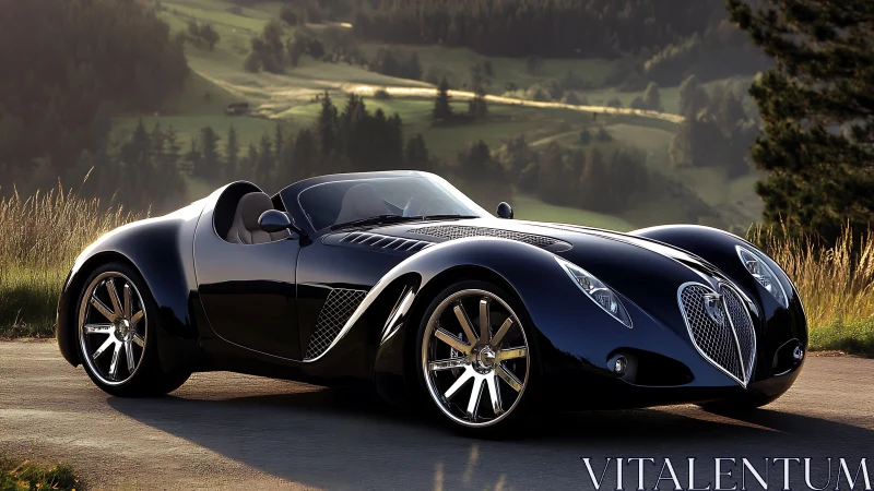 Sunlit country roadster blending retro curves and shine.