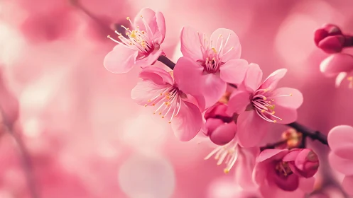 Cherry Blossoms in Soft Pink Focus.