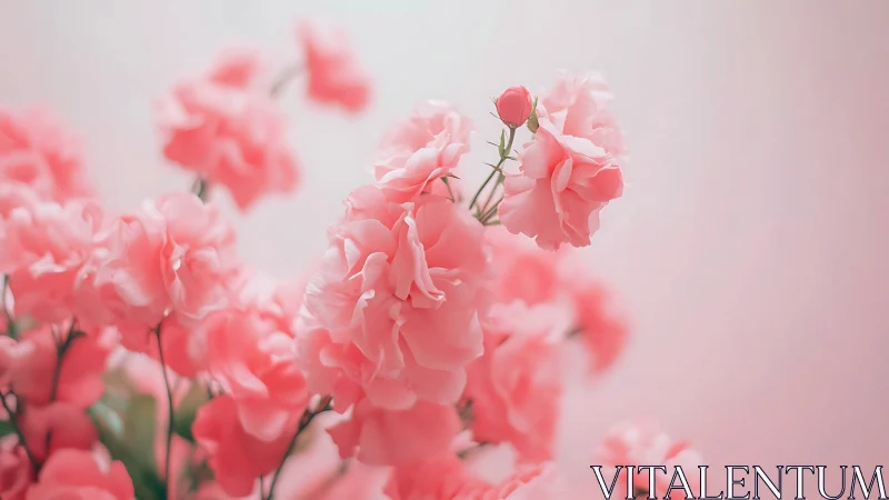 Soft-focus macro study of pastel pink flowering blossoms