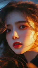 Sunlit close-up portrait captures soft cinematic profile