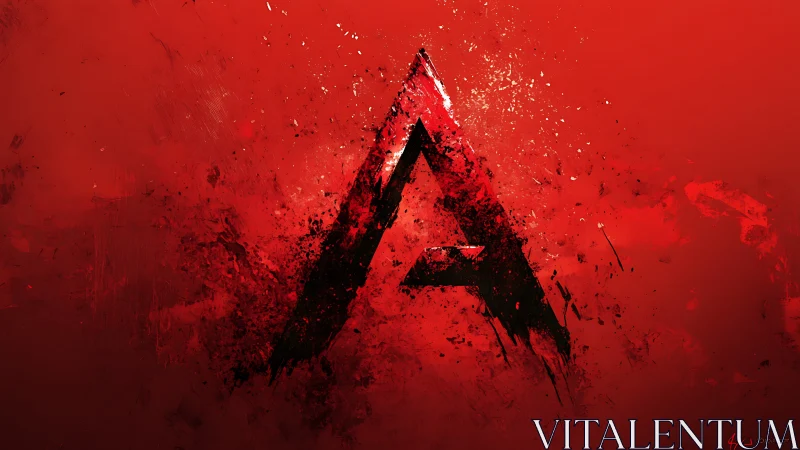 Digital painting of fractured red alpha glyph composition.