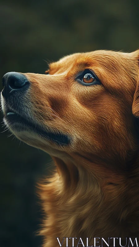 Golden retriever profile portrait with focused gaze.