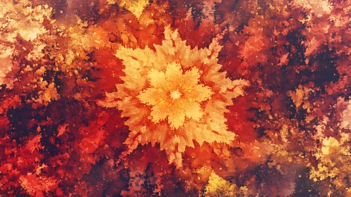 Radiant fractal blossom in molten autumn palette.