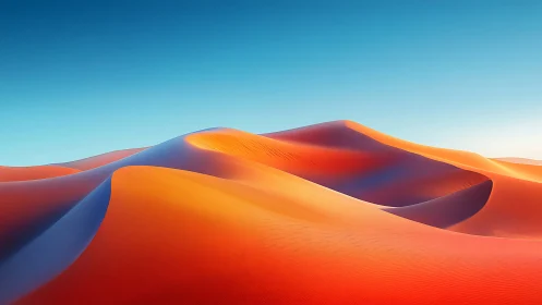 Radiant desert dunes under gradient sky in vivid light.