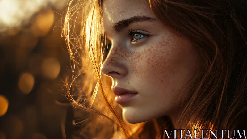 Sunlit freckled portrait captures quiet, contemplative beauty