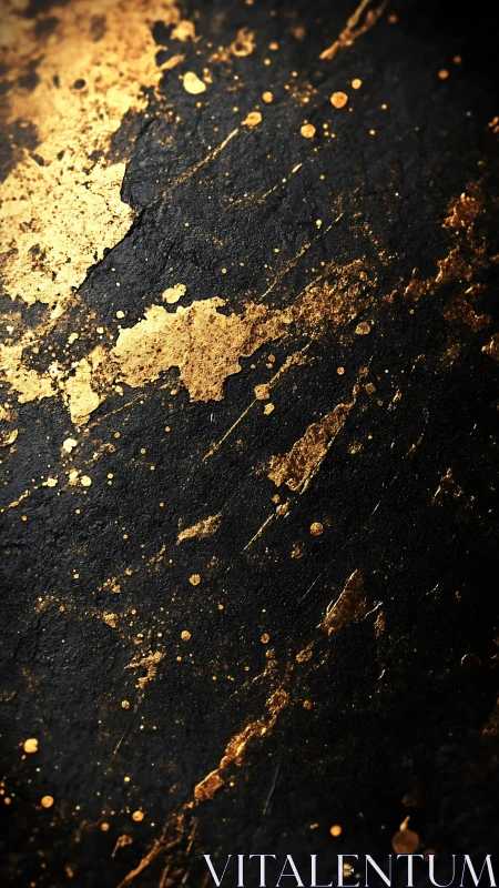 Golden Splashes on Charcoal Stone, Quiet Luxury Texture.