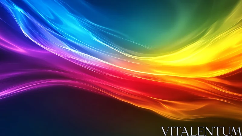 Flowing multicolor light waves on dark gradient background.
