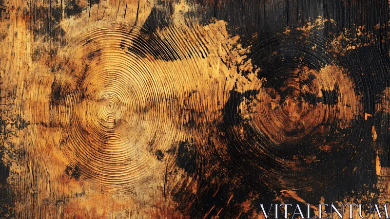 Close-up of Rustic Wood Texture with Burnt Circular Patterns.