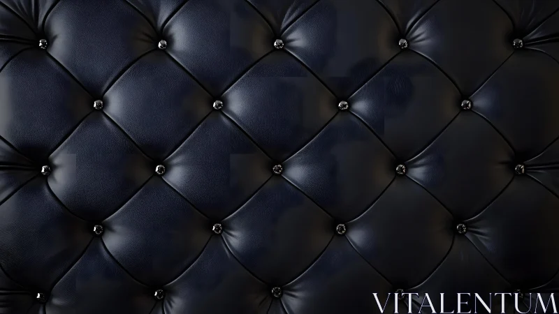 Luxurious Black Leather Tufted Upholstery Texture with Buttons.