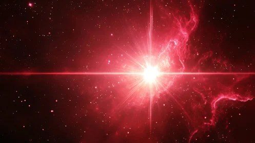 Crimson supernova carves a blazing cross through deep space