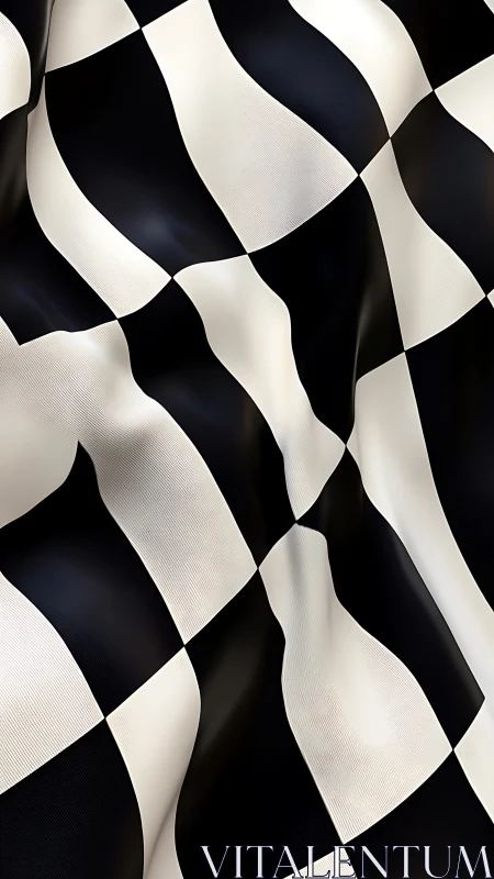 Checkered racing flag fabric folds in dynamic close-up study.