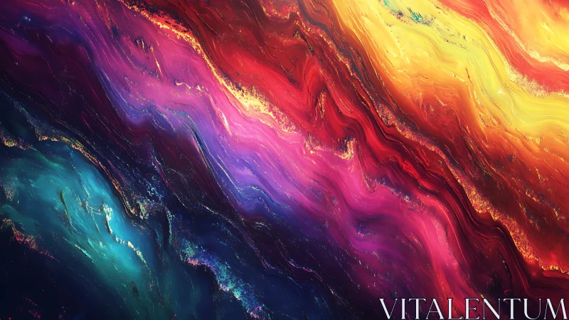 Cosmic fluid waves in multicolor abstract nebula flow.