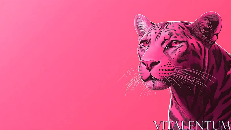 Confident pink leopard gazing calmly into bright future.