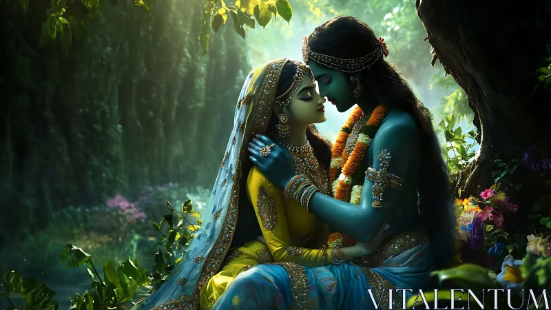 Divine Love Blooms Where Forest Light Kisses Sacred Union