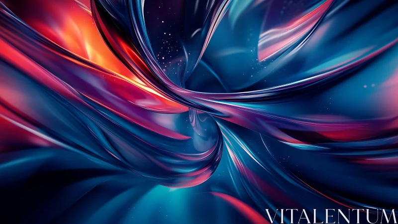 Vibrant fluid ribbons swirl through luminous abstract vortex.