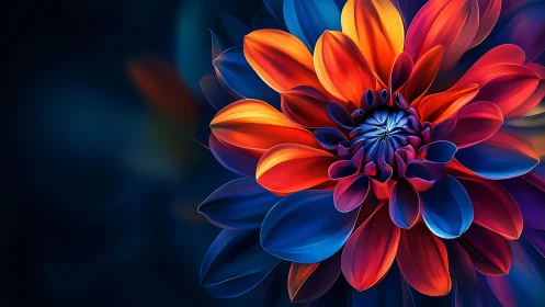 Dahlia bloom rendered with volumetric chromatic gradient