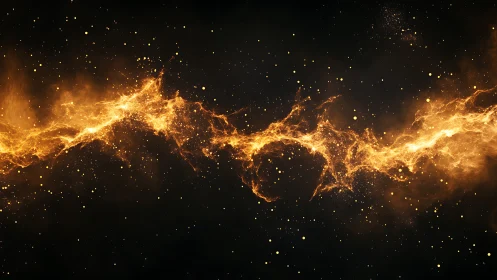 Celestial Wildfire: Cosmic Plasma Dance Across Darkness.