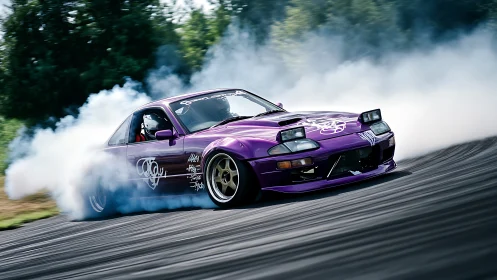 Purple drift missile sculpts wild smoke ribbons around the bend