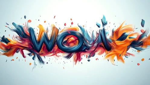 Tornado letters whirl in a shout of painted wow.