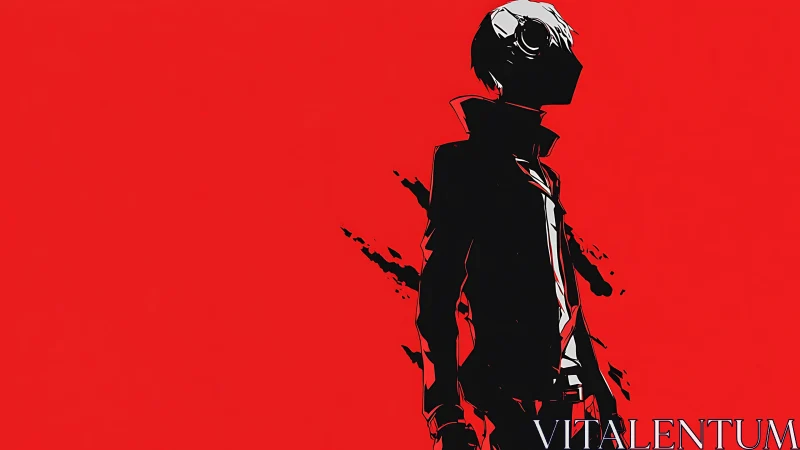 Crimson void stalker in jagged shadows and urban silence.