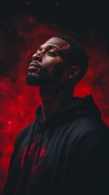 Powerful portrait captures quiet strength against red haze