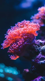 Luminous coral softly glows in a tranquil deep sea scene