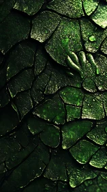 Emerald dragonhide close-up, rain-kissed and quietly ancient.