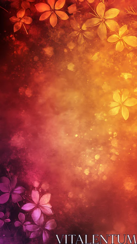 Warm Gradient Floral Background with Bokeh Effects