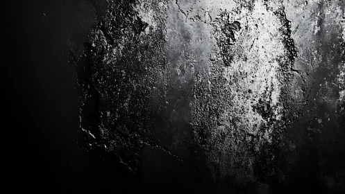 Glimmering textures on a moody black concrete wall.