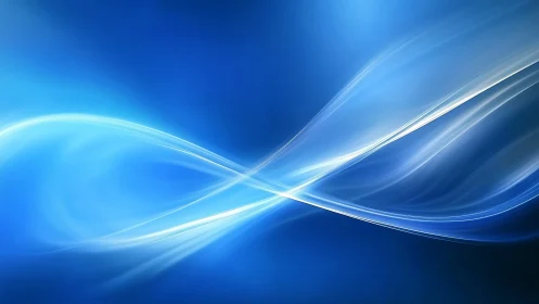 Blue abstract light waves on smooth gradient background.