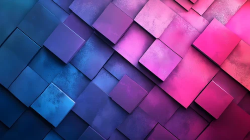 Vibrant 3D Abstract Squares in Blue and Pink Gradient Style.