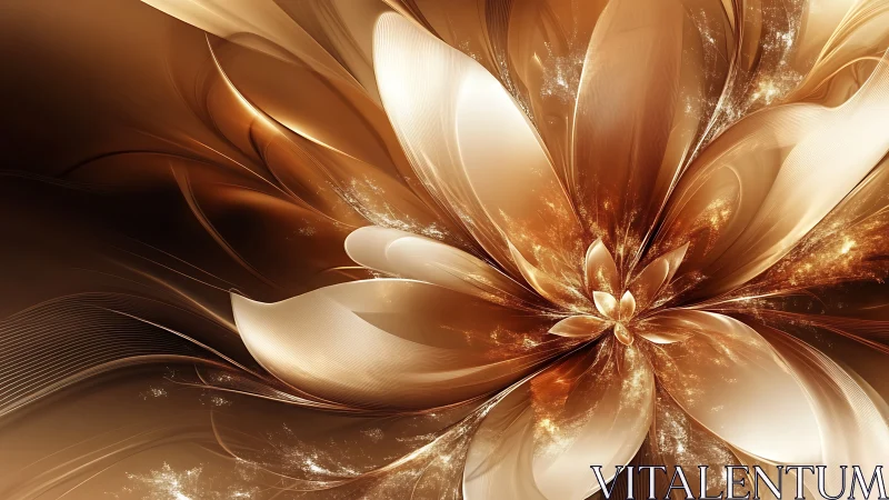 Radial metallic floral structure forms layered abstract pattern