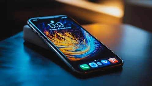 Apple iPhone XS displaying customized lock screen interface