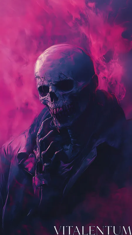 Neon graveyard smoker, lounging in ultraviolet twilight.