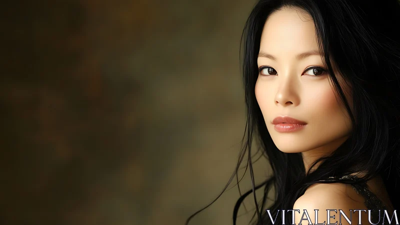 Softly lit portrait captures serene, confident feminine grace