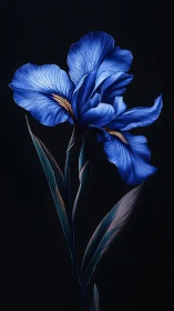 Midnight iris unfurls in electric cobalt whispers.