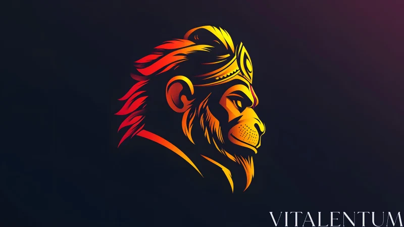 Vibrant Vector Art of Majestic Monkey King in Profile View.