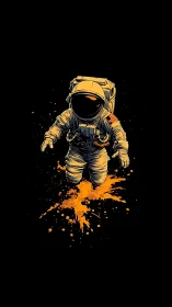 Cosmic painter astronaut splashes neon stardust in orbit