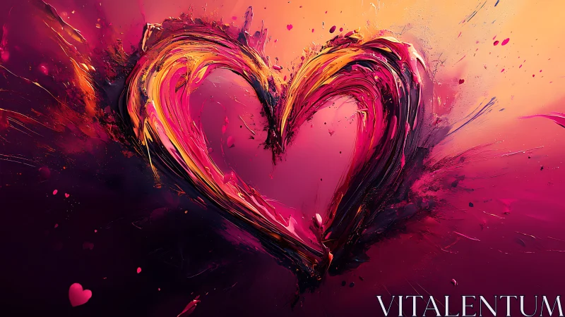 Abstract Heart Bursts with Fiery Gradient