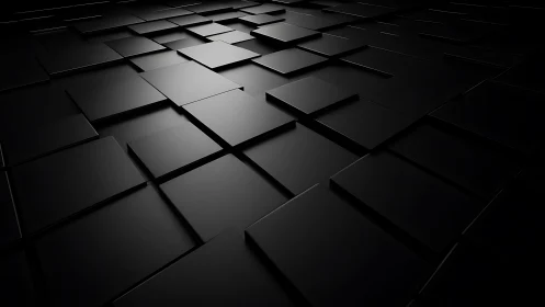 Shadowed black tiles form a sleek geometric abstract field