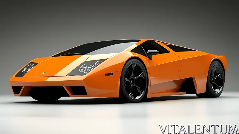 Orange supercar profile showcases sharp aerodynamic geometry.