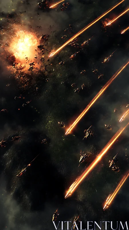 Orbital view shows descending spacecraft and surface impact