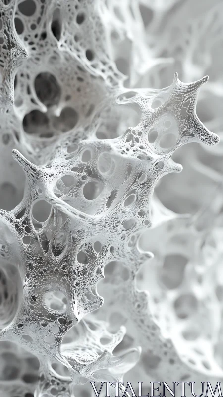 Intricate translucent lattice with porous organic geometry.