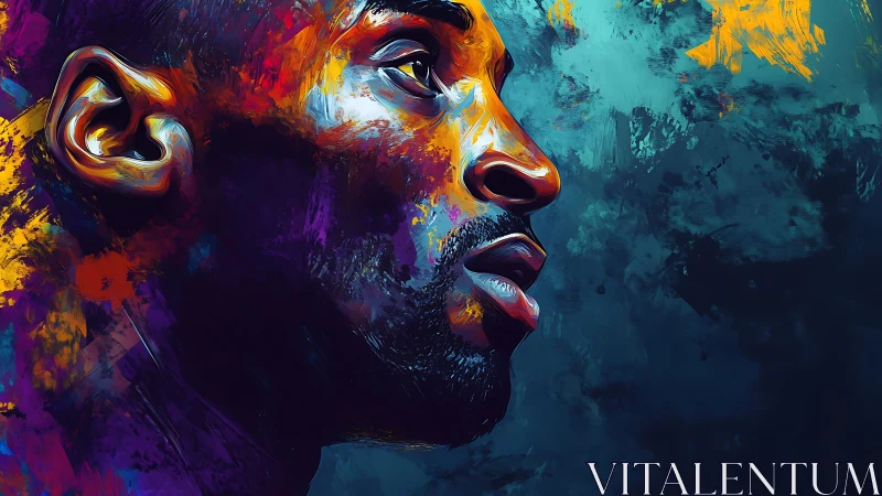 Vibrant side portrait glowing with bold electric color.